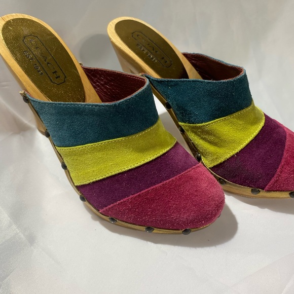 NWOT Coach Y2K Katy suede striped mule clogs - Picture 5 of 5